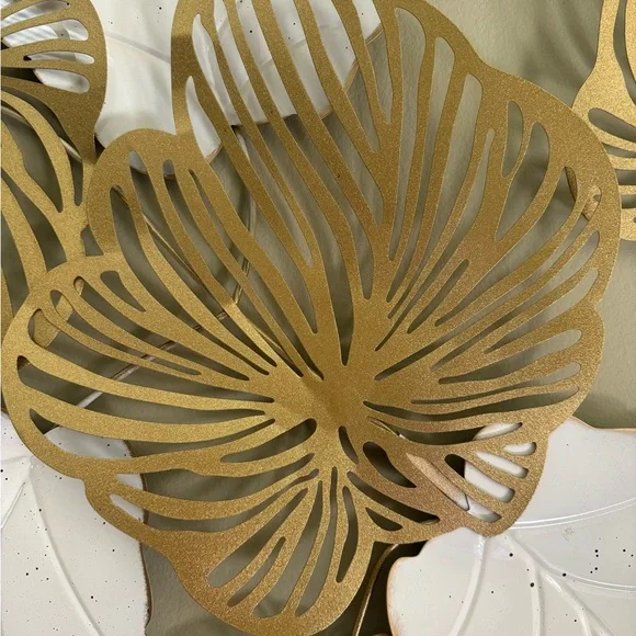 Gold and White Leaf Wall Decor